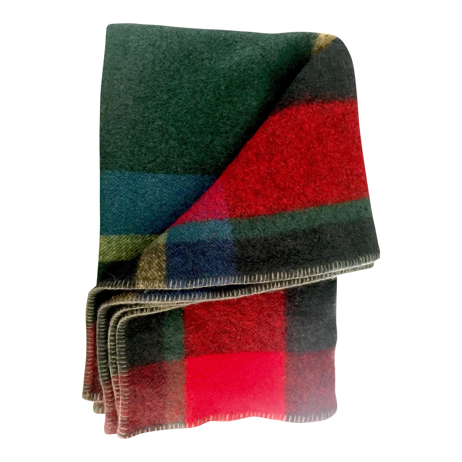 French Multicolor Wool Throw Blanket Chairish