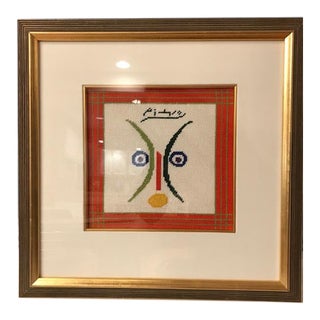 Mid Century Framed Picasso Needlepoint For Sale