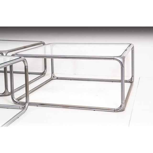 Lounge Coffee Tables in Glass & Metal, 1970s, Set of 3 For Sale - Image 10 of 18
