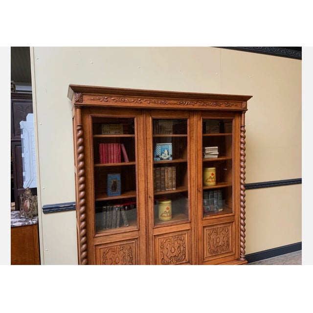 Brown Antique Neo-Renaissance Bookcase,, 1880 For Sale - Image 8 of 12