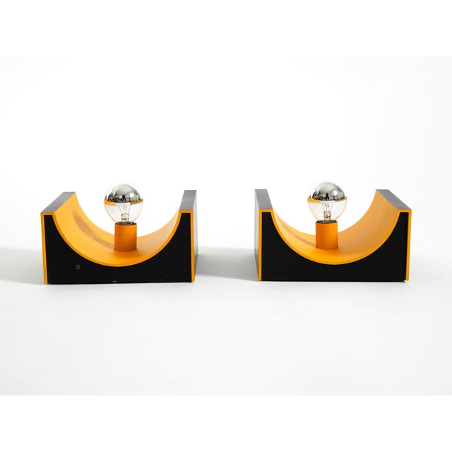 Black Space Age Metal Wall Lamps in Yellow and Black by Klaus Hempel for Kaiser Leuchten, 1960s, Set of 2 For Sale - Image 8 of 18