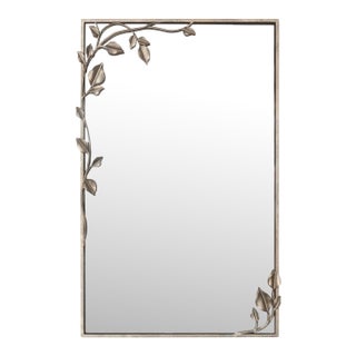 Aged Silver Graceful Leaf Mirror Wall Mirror For Sale