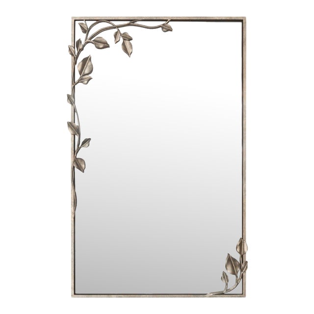 Aged Silver Graceful Leaf Mirror Wall Mirror For Sale
