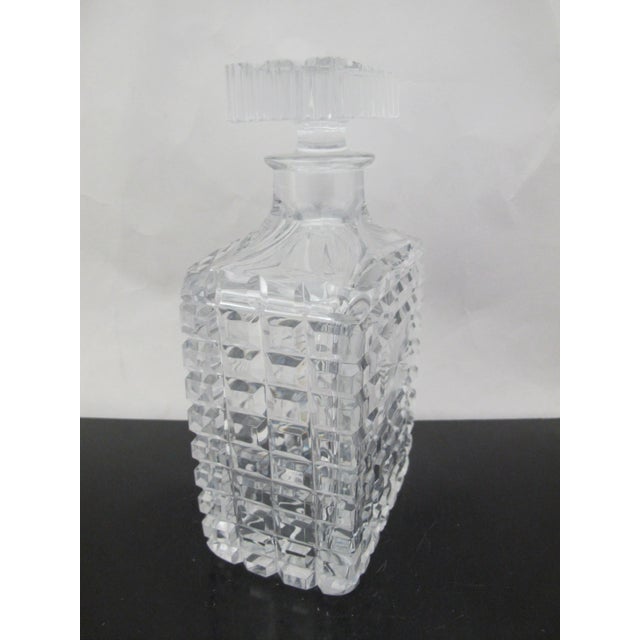 Early 20th Century Heavy Cut Starburst Crystal Glass Geometric Liquor Spirits Decanter For Sale - Image 5 of 11