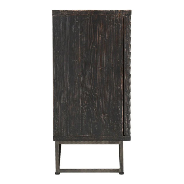 Wood Ebony Geometric Wood Cabinet For Sale - Image 7 of 12