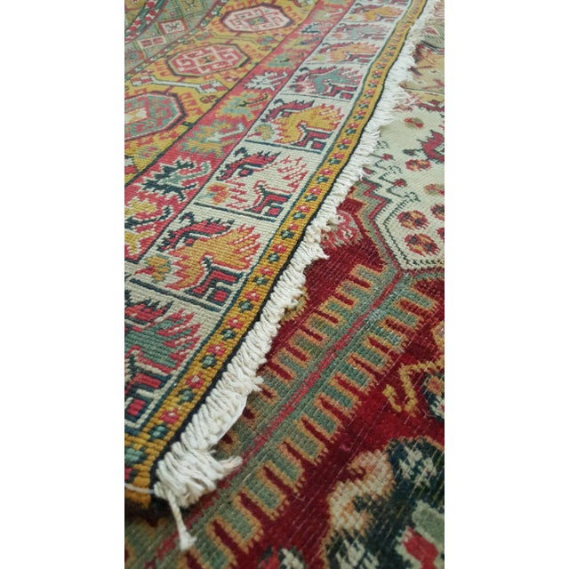 Textile Antique Indian Agra Carpet, Indian Rugs, Oriental Rugs, Red, Gold, 5'10" x 9'8" For Sale - Image 7 of 14