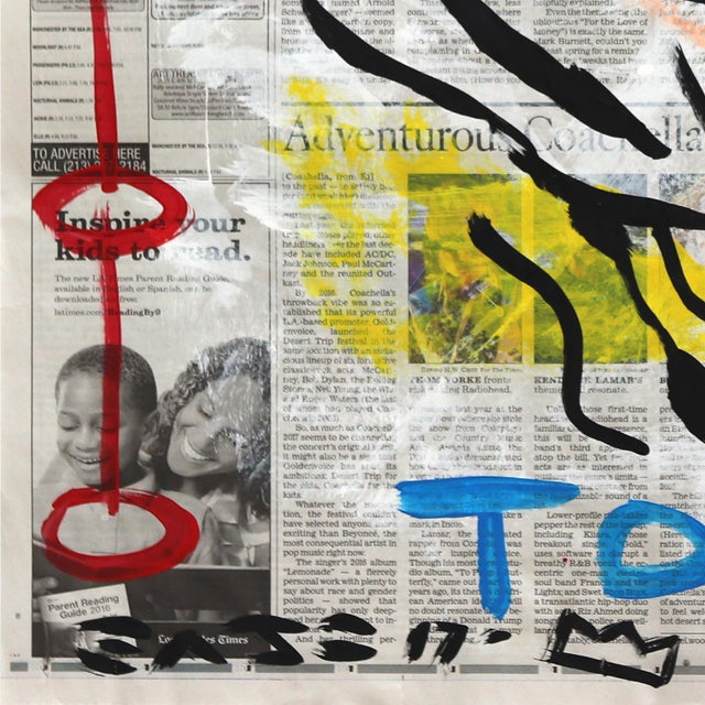 2010s Luxury Spa Day in Tokyo - Original Pop Art Acrylic Painting on Newspaper by Gary John For Sale - Image 5 of 6