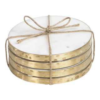 Mannara 4" Round Marble Coasters, Set of 4 For Sale