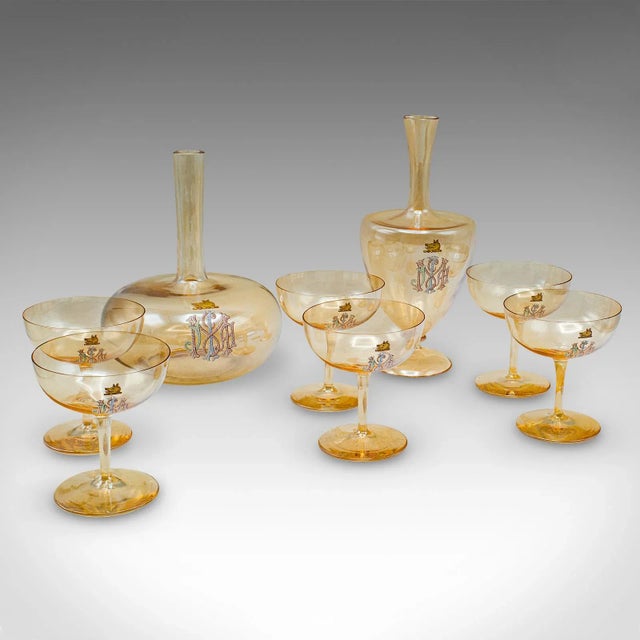 This is an antique summer garden party service. An Austrian, glass tableware set, dating to the late Victorian period,...