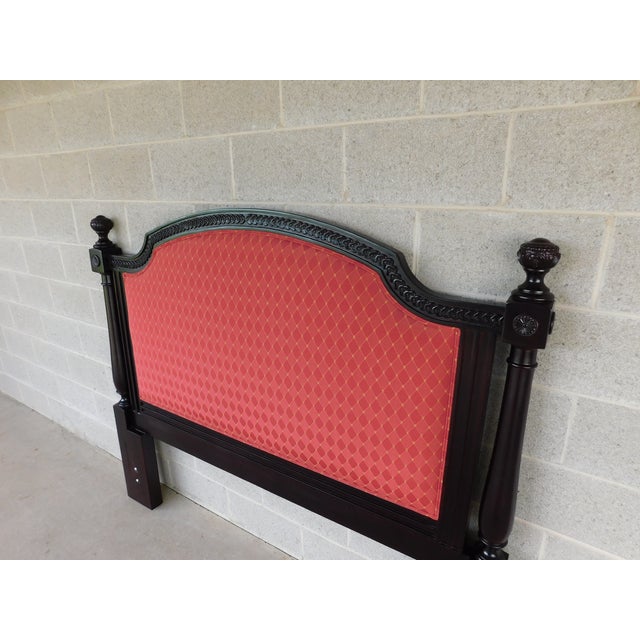 Calico Corners Custom French Country Queen Size Headboard Deep Dark Rosewood Stained Headboard with Upholstered Centered...