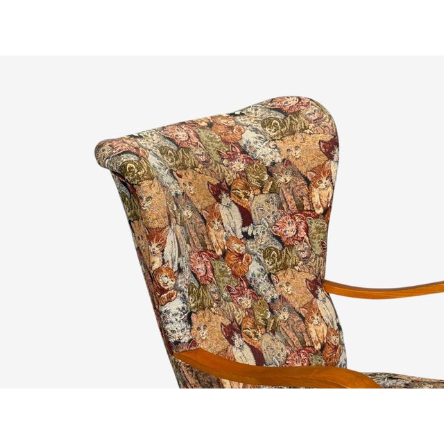 Wood Swedish Modern, Wingback Lounge Chair, Birch, Fabric, Sweden, 1950s For Sale - Image 7 of 12