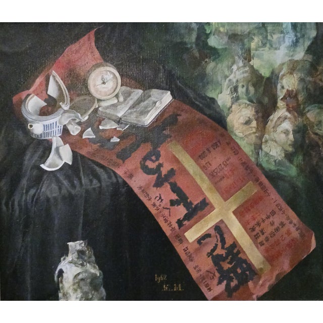 Mid-Century Modern Haunting Mid-Century Oil on Canvas Post-War Nuclear Holocaust, 1962 For Sale - Image 3 of 8