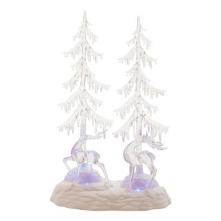 Multicolored LED Deer and Trees 15"H For Sale