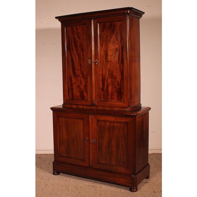 Small Early 19th Century Two-Part Mahogany Buffet For Sale - Image 5 of 9