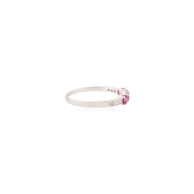 Not Yet Made - Made To Order 14k Gold Modern Natural Ruby & Diamond Half Eternity Band Ring Size 9 For Sale - Image 5 of 13