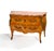 A Louis XV style bombé commode from the late 19th century, veneered in wood with a red marble top and rich bronze...