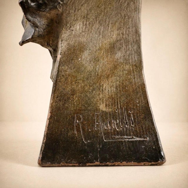 Richard Aurili, Bust of a Young Breton Woman, 1900, Terracotta For Sale - Image 3 of 7