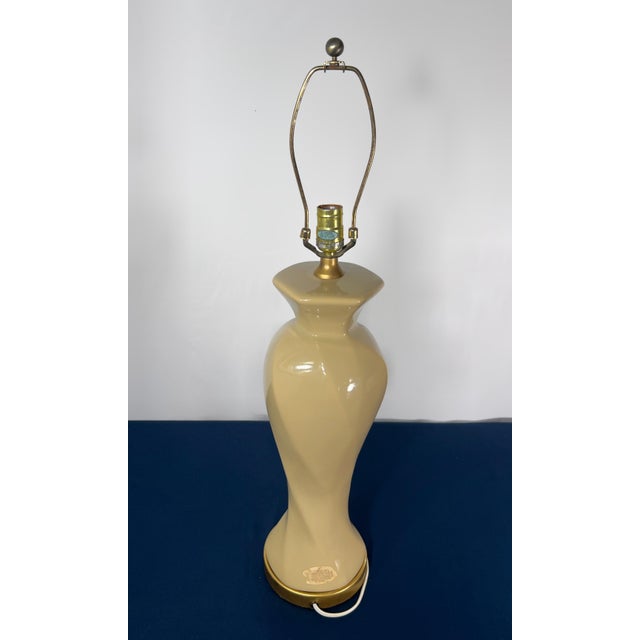 Camel 1970s Postmodern Wildwood Porcelain Swirl Statement Lamp For Sale - Image 8 of 10