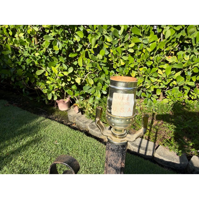 Vintage Neoclassical Metal Scroll Table Lamps, Pair For Sale - Image 9 of 11