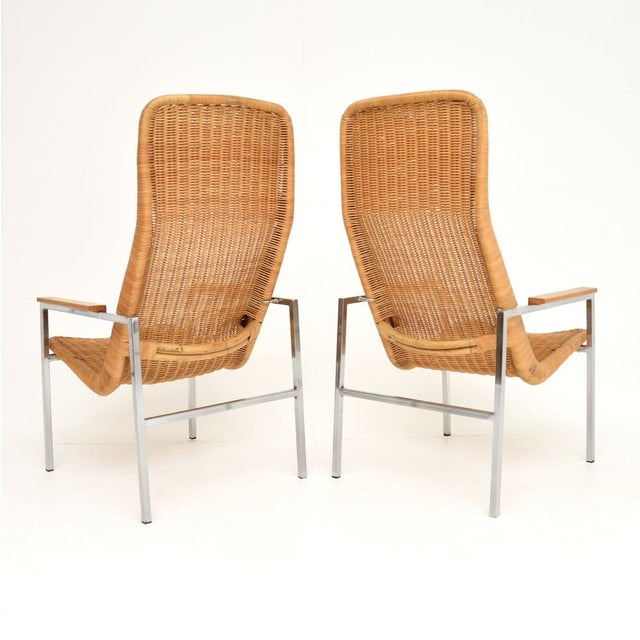 Vintage Chrome and Rattan Armchairs by Dirk Van Sliedregt for Gebroeders Jonkers Noordwolde, 1960s, Set of 2 For Sale - Image 4 of 12
