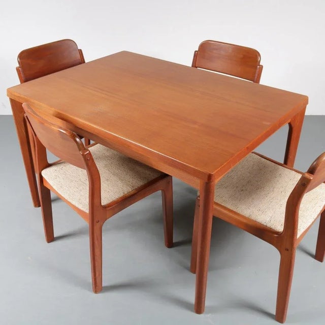 Dining Table and Chairs by Henning Kjærnulf for Vejle Stole, 1960s, Set of 5 For Sale - Image 3 of 18
