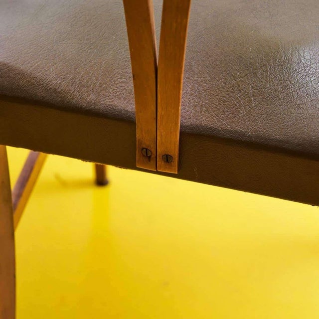 Vintage Chairs in Curved Wood and Eco-Leather, 1950s, Set of 6 For Sale - Image 11 of 12
