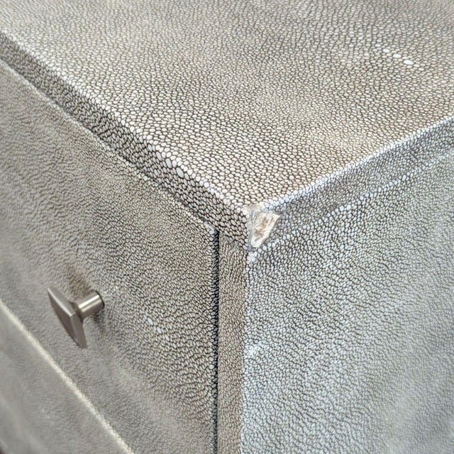 Cb2 Shagreen Modern Grey 4-Drawer Dresser With Metal Base For Sale - Image 10 of 11