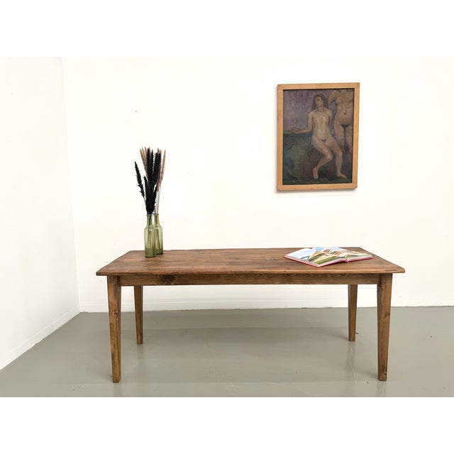 Pine Farmhouse Table with Tapered Legs, 1950s For Sale - Image 10 of 18