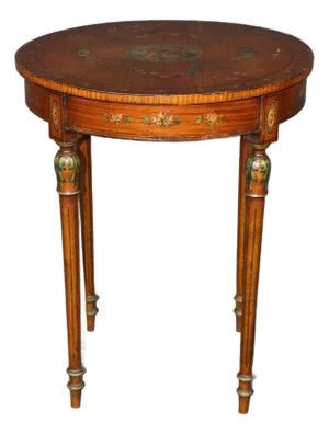 Fine Paint Decorated Satinwood Adams Paint Decorated Occassional Table