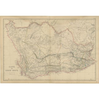 Antique Map of Cape of Good Hope in South Africa, 1860s For Sale