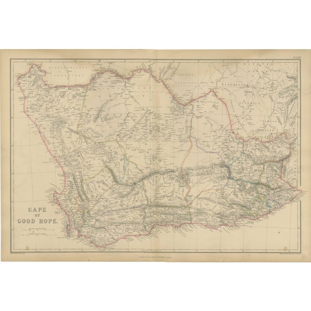 Antique Map of Cape of Good Hope in South Africa, 1860s For Sale