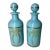 Vintage French Portieux Vallerysthal Blue Opaline Glass Vanity Bottles - Pair For Sale