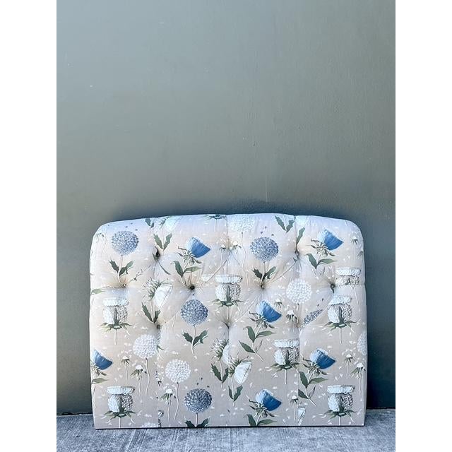 Late 20th Century Vintage Printed Flower Upholstered Queen Headboard For Sale - Image 5 of 12