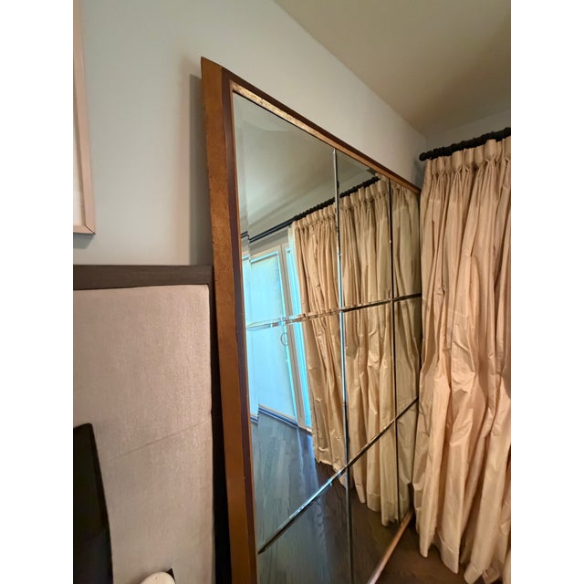1990s Large Walnut With Gold Accent Beveled Glass Mirror For Sale - Image 4 of 7