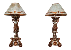 Mac Sculpture Italian Baroque Gilt Table Lamps - a Pair