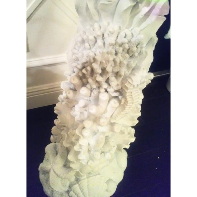 LargeCoastal Coral Seaside Clamshell Tall Floor Lamp W/Shade For Sale - Image 11 of 13