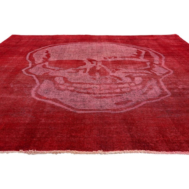 Contemporary Vintage Overdyed Skull Rug, 09'02 X 11'10 For Sale - Image 3 of 9