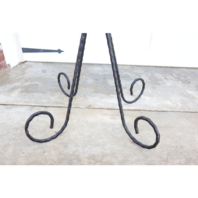 Black Antique Hammer Faceted Wrought Iron Coat Rack Early 1900's French Gothic Medieval Spanish Revival Scroll Base Twist Spear Hand Forged For Sale - Image 8 of 8