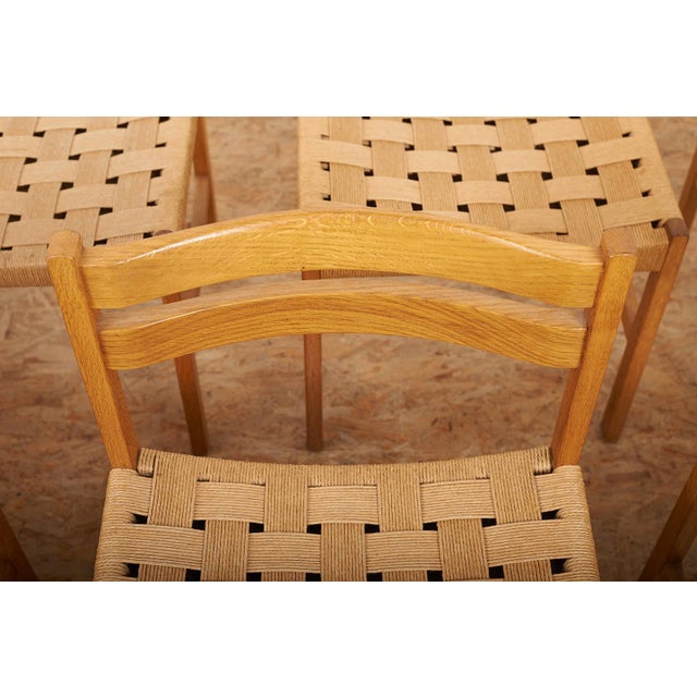 Wood Chair Set in Oak Frame and Woven Seat, Denmark, 1950s, Set of 8 For Sale - Image 7 of 9