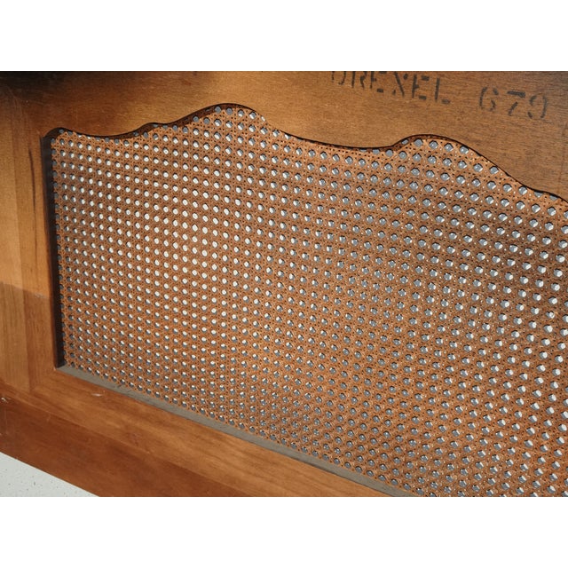 Vintage by Drexel ~ French Country Gray Ornate Cane Queen Headboard For Sale - Image 15 of 15