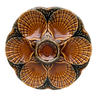 Majolica Oyster Plate Sarreguemines Circa 1950 For Sale