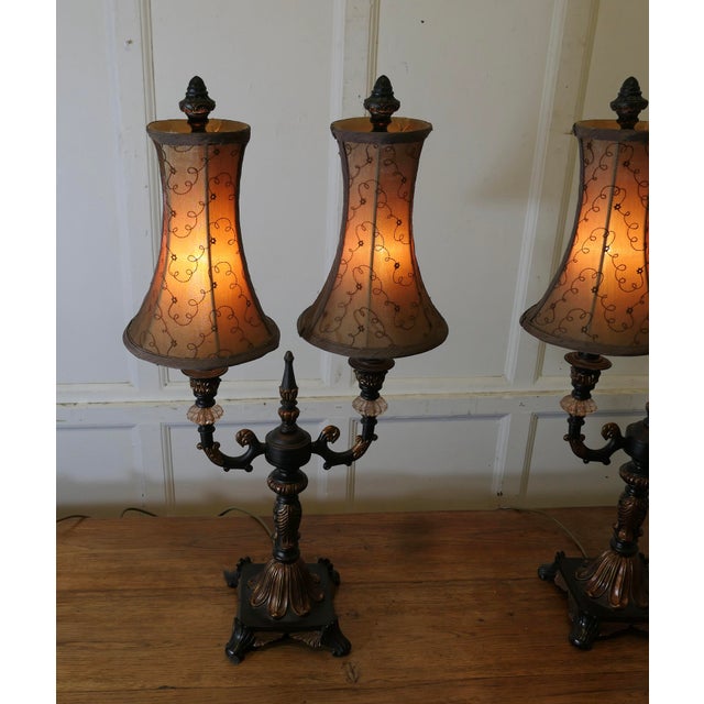 Plastic Large Art Deco Hollywood Regency Twin Table Lamps, 1970s, Set of 2 For Sale - Image 7 of 7