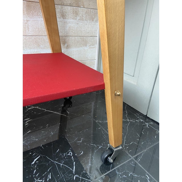 Mid-Century Modern Mid-Century Modern Red Rolling Bar Cart, 1960s For Sale - Image 3 of 8