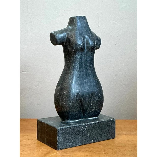 Vintage Carved Stone Female Torso Sculpture For Sale - Image 11 of 12