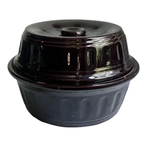 1940s McCoy Pottery Deep Brown Glazed Stoneware Dutch Oven