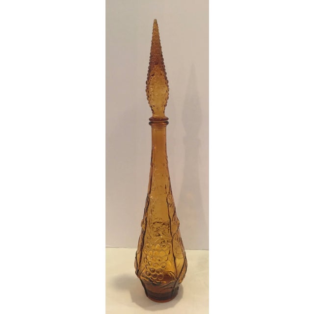 1960s Mid Century Modern Empoli Geni Amber Glass Bottle For Sale - Image 5 of 9