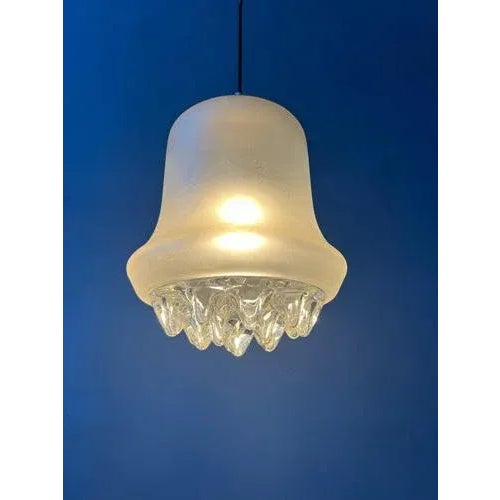 Mid-Century Frosted Glass Hanging Lamp from Peill & Putzler For Sale - Image 3 of 11
