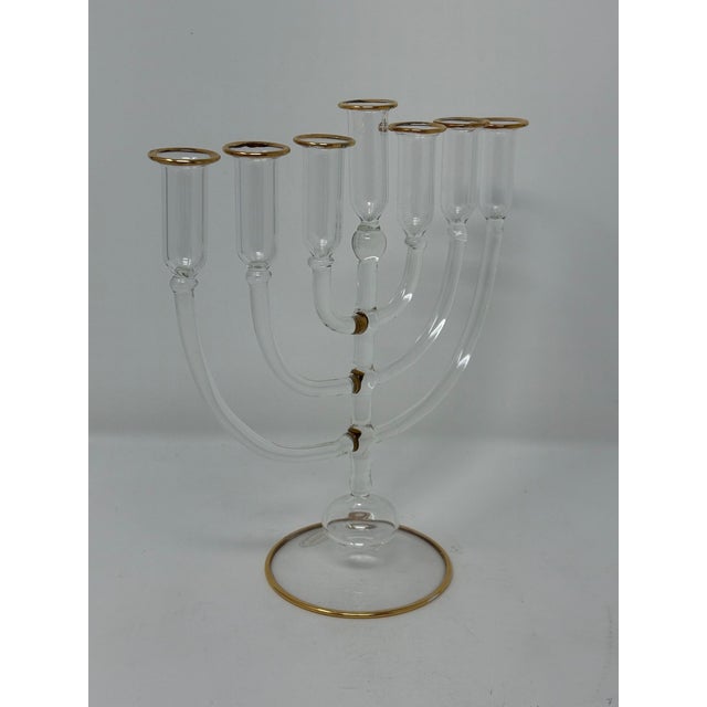 Traditional Murano Glass Menorah or Candelabra For Sale - Image 3 of 5