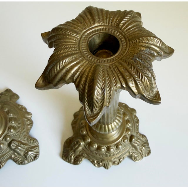 1960s Palm Beach Style Brass Candlesticks, 1960s - A Pair For Sale - Image 5 of 11