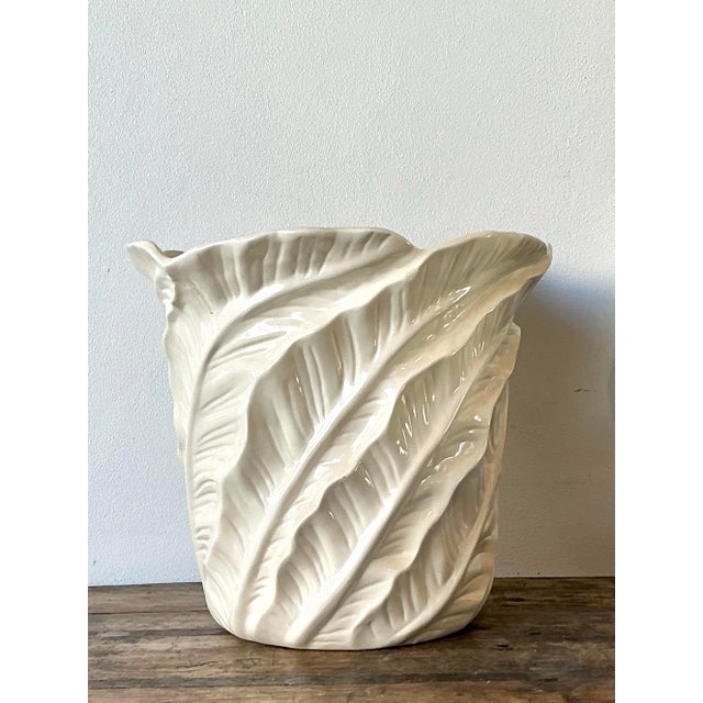 Vintage Glazed Ceramic Banana Leaf Planter For Sale - Image 12 of 12